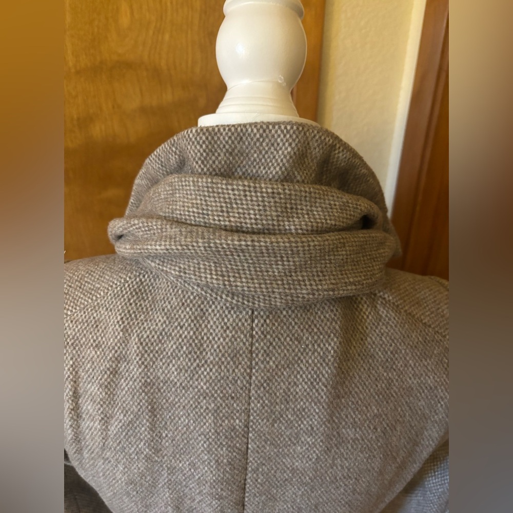 Zara Basic Beige Cowl Neck Long Pea Coay - Picture 5 of 8